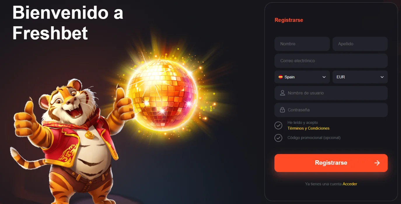 Freshbet Registro e inicio de sesión